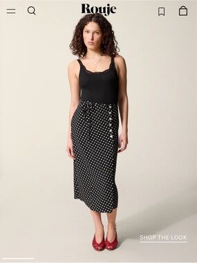 Rouje Black patterned Gloria wrap skirt